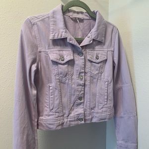 FREE PEOPLE lilac cropped jean jacket